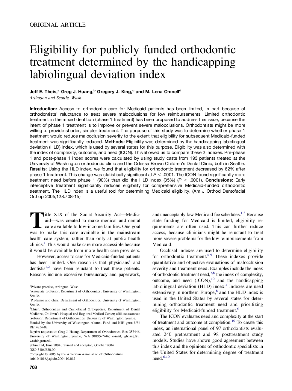 Eligibility for publicly funded orthodontic treatment determined by the handicapping labiolingual deviation index