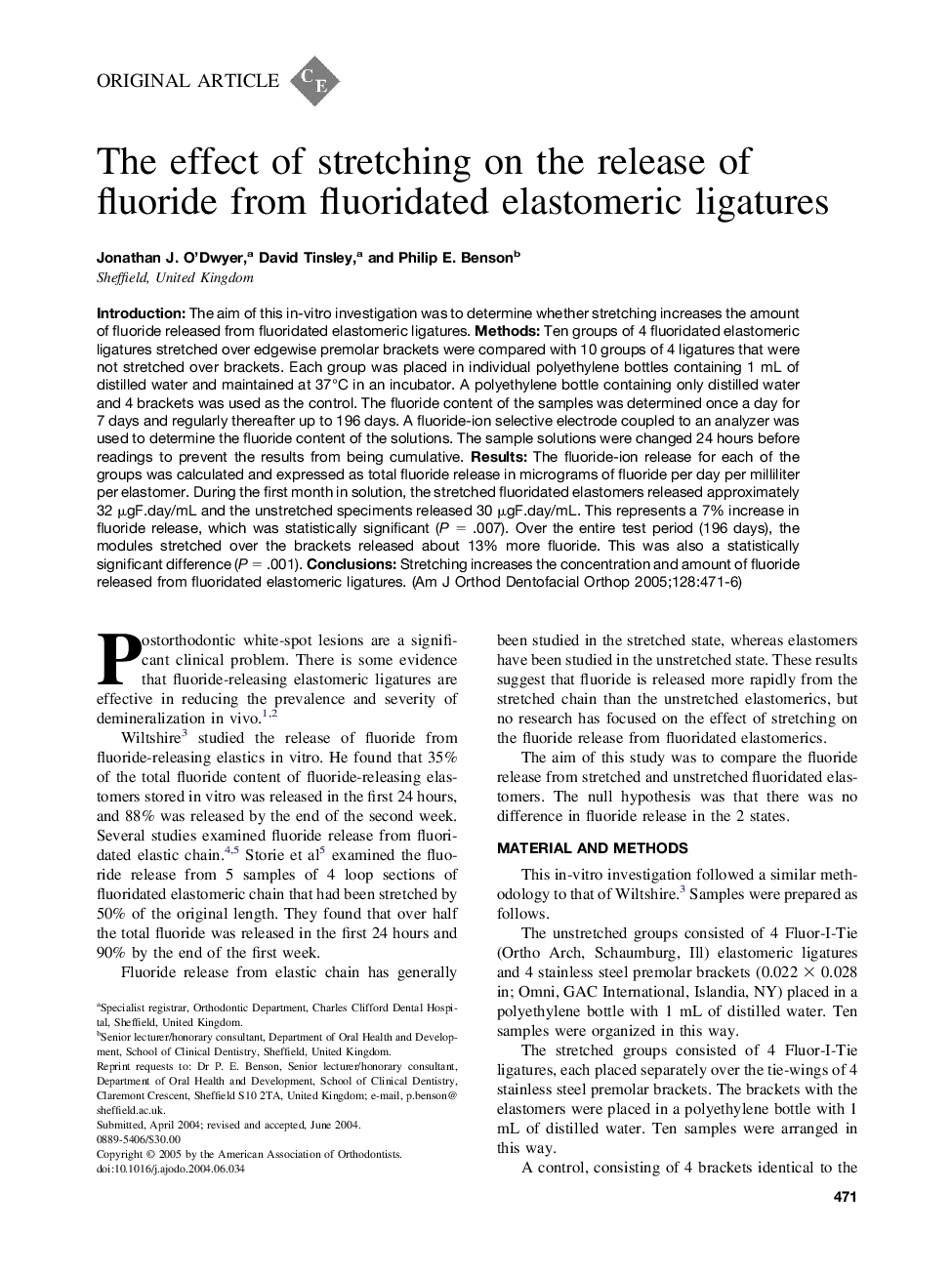 The effect of stretching on the release of fluoride from fluoridated elastomeric ligatures