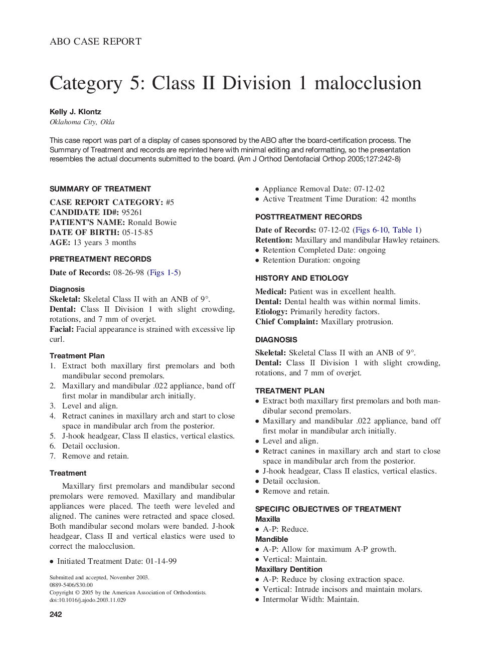 Category 5: Class II Division 1 malocclusion