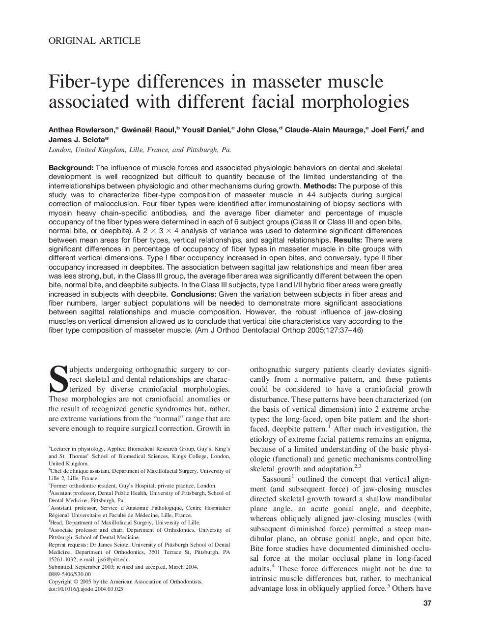 Fiber-type differences in masseter muscle associated with different facial morphologies