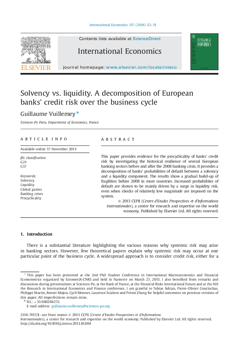 Solvency vs. liquidity. A decomposition of European banks' credit risk over the business cycle 