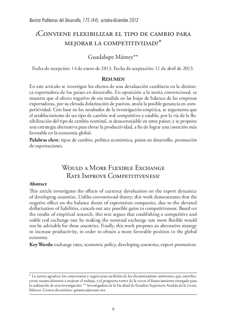 ¿Conviene flexibilizar el tipo de cambio para mejorar la competitividad? *