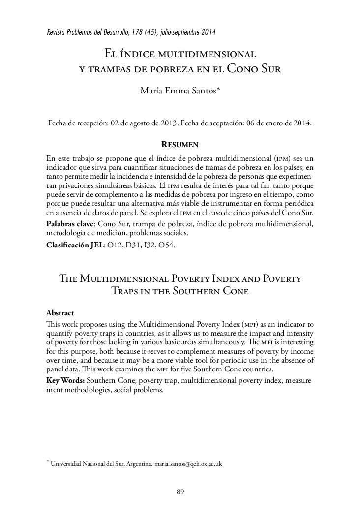 El índice multidimensional y trampas de pobreza en el Cono Sur