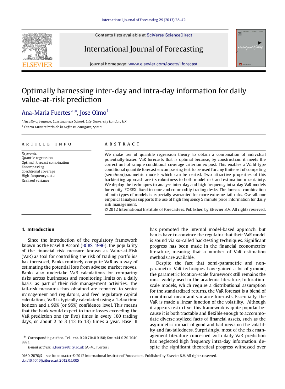 Optimally harnessing inter-day and intra-day information for daily value-at-risk prediction