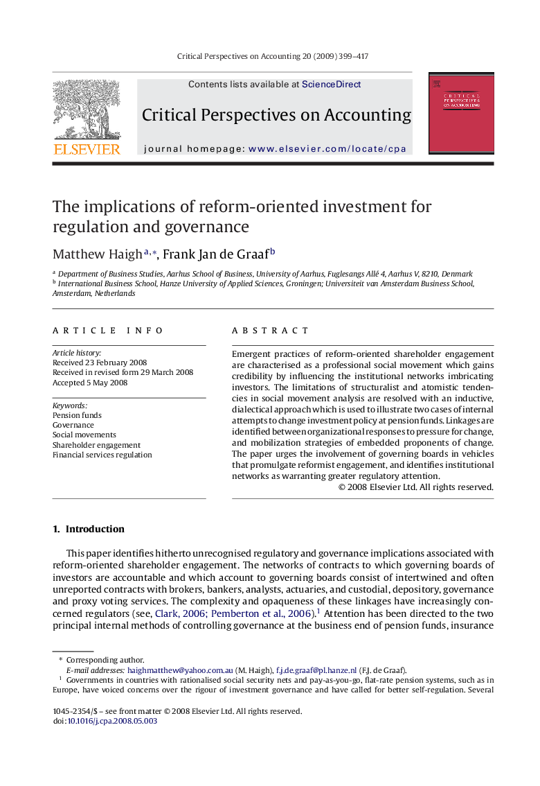 The implications of reform-oriented investment for regulation and governance