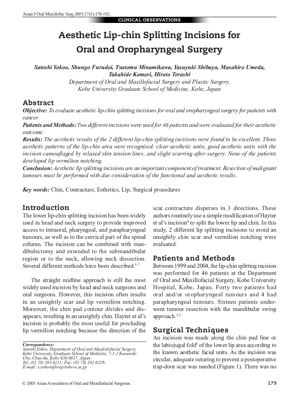 Aesthetic Lip-chin Splitting Incisions for Oral and Oropharyngeal Surgery