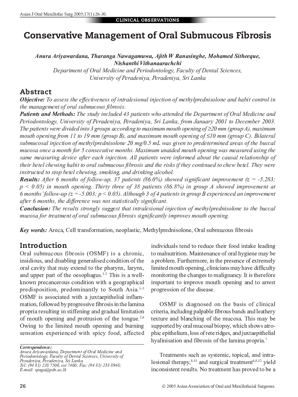 Conservative Management of Oral Submucous Fibrosis